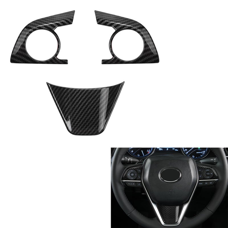 CKE Compatible with Toyota Camry Accessories 2024 2023 2022 2021 2020 2019 2018 for Avalon Accessories 2022-2019 Car Center Console Steering Wheel Button Cover Trims -Carbon Fiber Style - Image 1